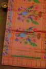 Narayanpet Silk Bottle Green Saree With Muniya Buttis Border