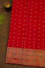 Narayanpet Silk Red Saree With Muniya Buttis Border