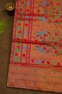 Narayanpet Silk Red Saree With Muniya Buttis Border