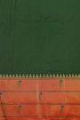 Narayanpet Silk Bottle Green Saree With Muniya Buttis Border