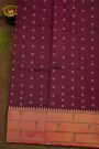 Narayanpet Silk Burgundy Saree With Muniya Buttis Border