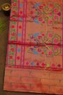 Narayanpet Silk Burgundy Saree With Muniya Buttis Border