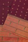 Narayanpet Silk Burgundy Saree With Muniya Buttis Border