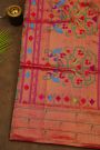 Narayanpet Silk Rani Pink Saree With Muniya Buttis Border