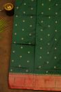 Narayanpet Silk Bottle Green Saree With Muniya Buttis Border