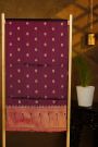 Narayanpet Silk Dark Wine Saree With Muniya Buttis Border