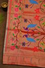 Narayanpet Silk Mint Green Saree With Muniya Buttis Border