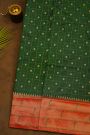 Narayanpet Silk Bottle Green Saree With Muniya Buttis Border