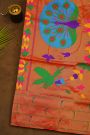 Narayanpet Silk Bottle Green Saree With Muniya Buttis Border
