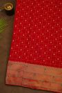 Narayanpet Silk Red Saree With Muniya Buttis Border