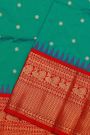 Narayanpet Silk Teal Blue Saree With Peacock Buttis