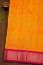 Narayanpet Silk Mustard Yellow Saree With Florals And Peacocks In Paithani Pallu