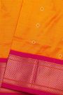 Narayanpet Silk Mustard Yellow Saree With Florals And Peacocks In Paithani Pallu