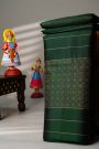 Coimbatore Silk Bottle Green Saree With Gap Border Motifs