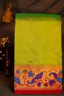 Narayanpet Silk Neon Green Saree With Peacock Buttis Body
