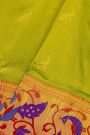 Narayanpet Silk Neon Green Saree With Peacock Buttis Body