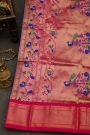 Narayanpet Silk Royal Blue Saree With Peacock Buttis Body