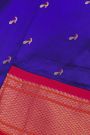Narayanpet Silk Royal Blue Saree With Peacock Buttis Body