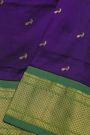 Narayanpet Silk Violet Saree With Peacock Buttis Body