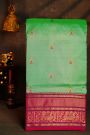 Narayanpet Silk Pista Green Saree With Florals And Buttis Body