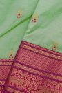 Narayanpet Silk Pista Green Saree With Florals And Buttis Body