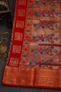 Narayanpet Silk Teal Blue Saree With Peacock And Leaves Buttis Body