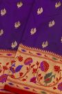 Narayanpet Silk Violet Saree With Paithani Peacock Buttis Border