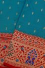 Narayanpet Silk Peacock Blue Saree With Florals And Buttis Body