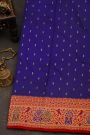 Narayanpet Silk Royal Blue Saree With Florals And Leaves Border