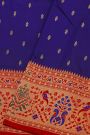 Narayanpet Silk Royal Blue Saree With Florals And Leaves Border