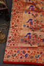 Narayanpet Silk Teal Blue Saree With Paithani Border