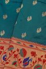 Narayanpet Silk Teal Blue Saree With Paithani Border