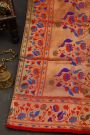 Narayanpet Silk Royal Blue Saree With Florals And Bird Jaal Paithani Border