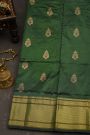 Narayanpet Silk Bottle Green Saree With Florals And Buttis Body
