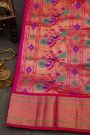 Narayanpet Silk Rani Pink Saree With Florals And Buttis Body