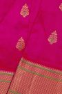 Narayanpet Silk Rani Pink Saree With Florals And Buttis Body