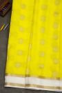 Mysore Crepe Yellow Saree With Gandaberunda Buttis Body