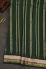 Mysore Crepe Bottle Green Saree With Vertical Stripes Body