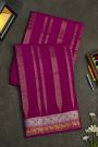 Mysore Crepe Rani Pink Saree With Vertical Stripes Body