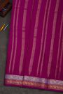 Mysore Crepe Rani Pink Saree With Vertical Stripes Body