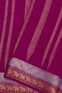 Mysore Crepe Rani Pink Saree With Vertical Stripes Body