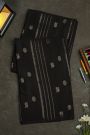 Mysore Crepe Black Saree With Florals And Peacock Buttis Body