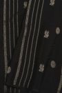 Mysore Crepe Black Saree With Florals And Peacock Buttis Body