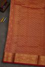 Mysore Crepe Red Saree With Zari Checks Body
