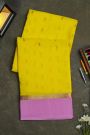 Mysore Crepe Yellow Saree With Florals And Buttis Body