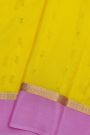 Mysore Crepe Yellow Saree With Florals And Buttis Body