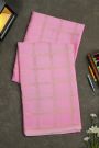 Mysore Crepe Baby Pink Saree With Zari Checks Body