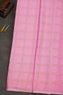 Mysore Crepe Baby Pink Saree With Zari Checks Body