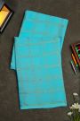 Mysore Crepe Sky Blue Saree With Zari Checks Body