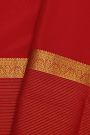 Mysore Crepe Red Saree With Florals And Leaves Jaal Border